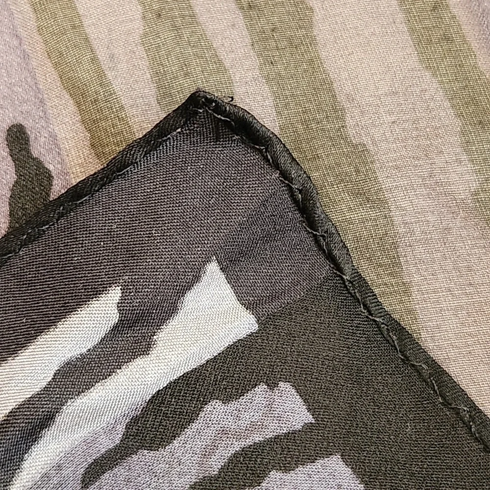 Vtg Elaine Gold Collection XIIX Ltd Silk Scarf Sheer Zebra Stripe Black Brown